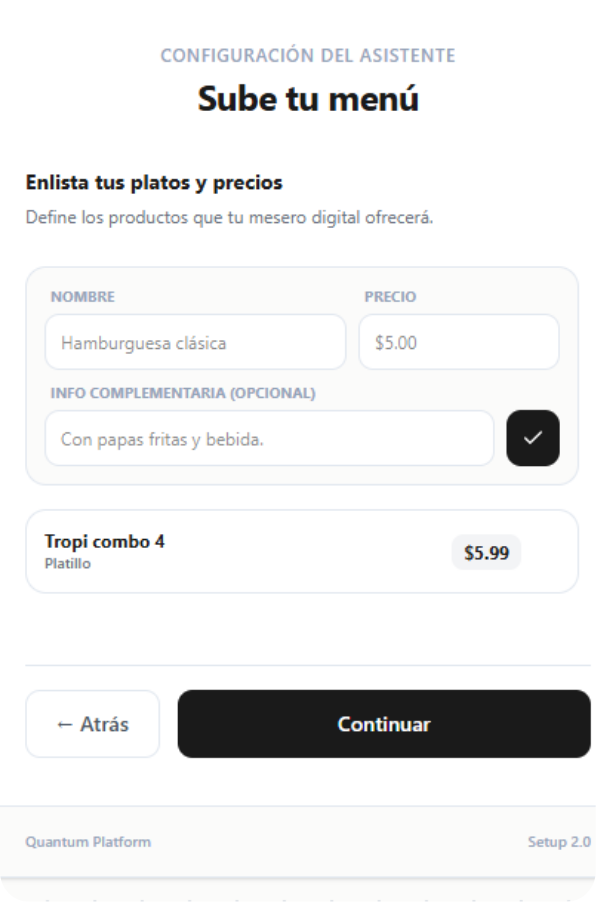 Tito IA - Configuración de menú digital para restaurantes